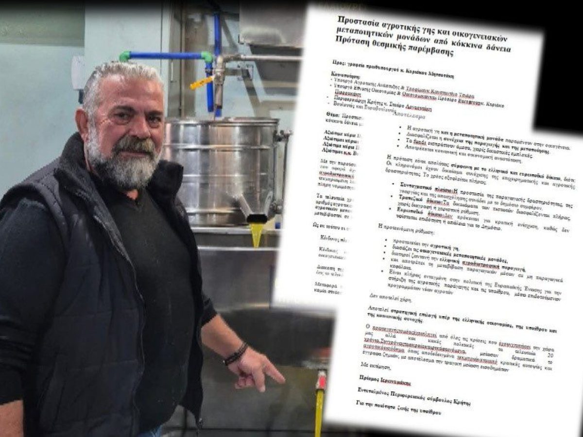 Επιστολή στο Πρωθυπουργό – Πρόταση προστασίας αγροτικής γης και οικογενειακών μονάδων